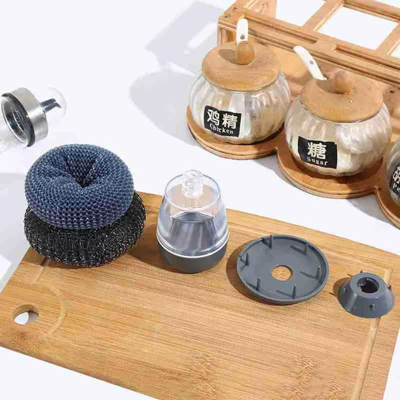 Kitchen Soap Dispensing Dishwashing Tool Brush Easy Use Scrubber Wash Clean Tool Soap Dispenser Brush Kitchen Cleaning Tool