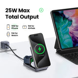 UGREEN 3-In-1 Mfi 15W MAX Magnetic Wireless Charger Stand Qi2 Charging for Iphone 16 Pro Max/Airpods 4 for Magsafe Fast Charger