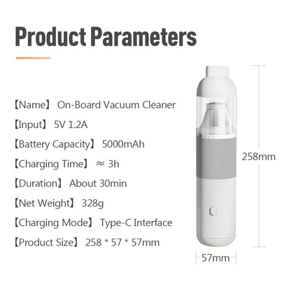 120W Car Vacuum Cleaner Rechargeable Handheld Car USB Type C Wireless Dust Catcher 20000Pa Suction Smart Home Dual-Purpose Clean