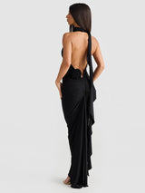 Long Party Dresses for Women Elegant Sexy Floral-Applique Halter Backless Maxi Dress Summer Clothes 2024 C83-CE37