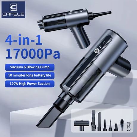 80W Car Vacuum Cleaner Portable 17000PA Handheld Wireless Vacuum Cleaner and Air Blower Air Pump 3In1 Dust Blower for Home Pet