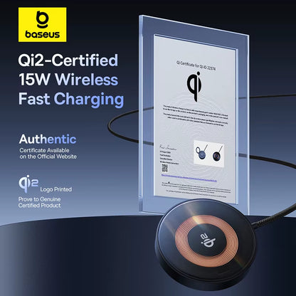 15W Magnetic Wireless Charger Qi2 Certified Fast Charging Built-In Stand Phone Charger for Iphone 16 15 14 13 Pro Max
