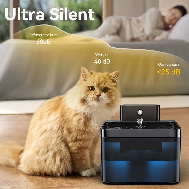 Automatic Pet Water Fountain 2600Mah Wireless Cat Water Dispenser 2.2L Infrared Sensor Smart Dog Drinkier Filter Fountain