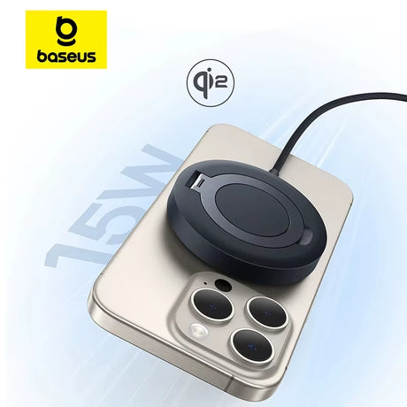 15W Magnetic Wireless Charger Qi2 Certified Fast Charging Built-In Stand Phone Charger for Iphone 16 15 14 13 Pro Max
