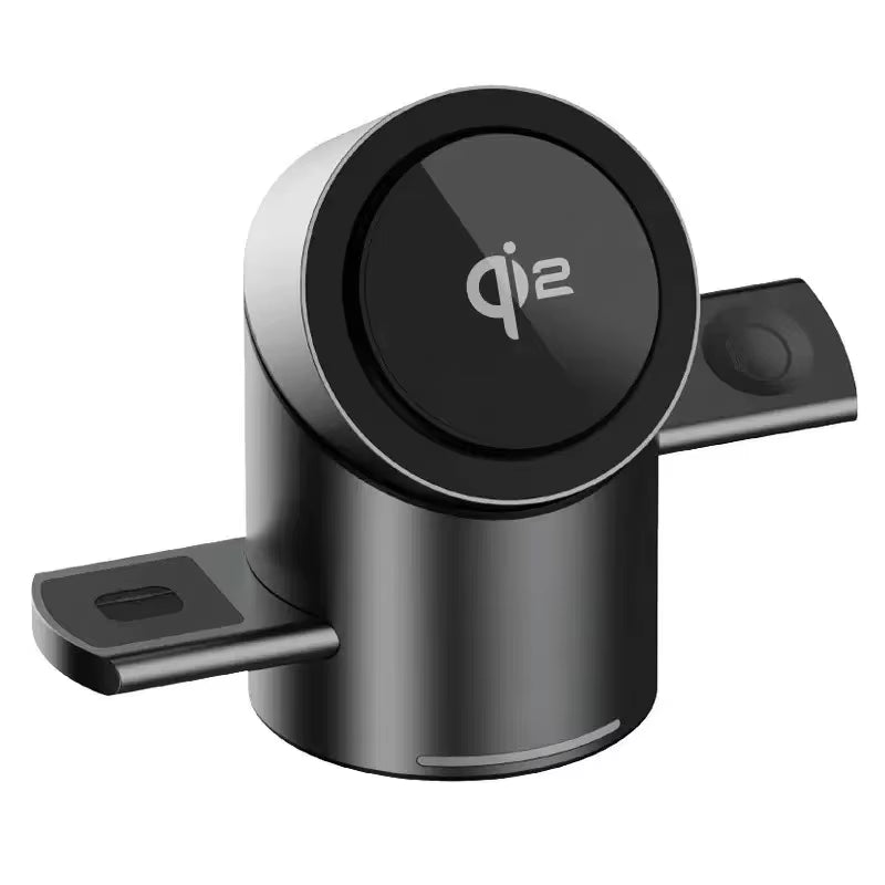 New Truly Qi2 3 in 1 Magsafe Magnetic Touch Button Wireless Charger for Android Iphone Iwatch Airpods Fast Charging Dock Station